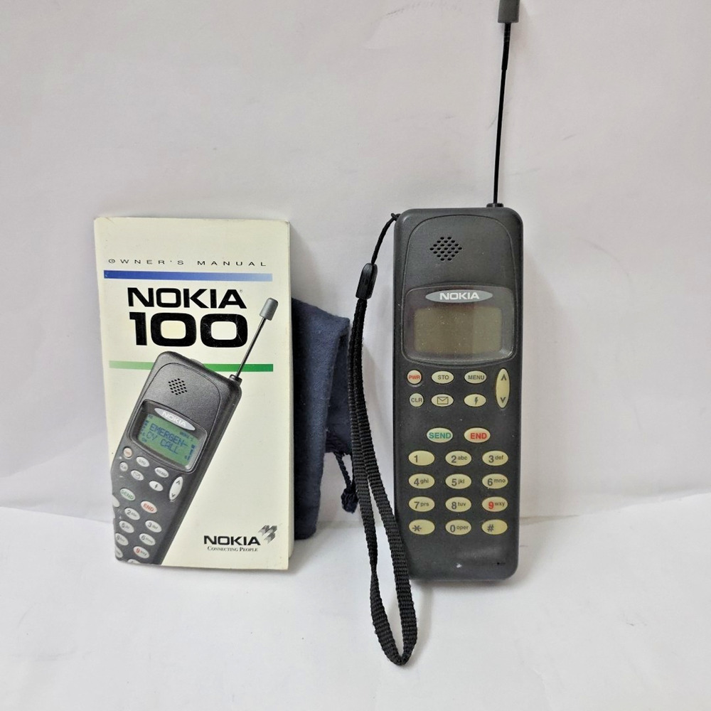 Vintage Nokia 100 Brick Cell Phone w Box Case Untested Collectible Retro